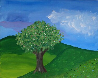 Own production naive painting acquirable 44x54cm Free illustrations