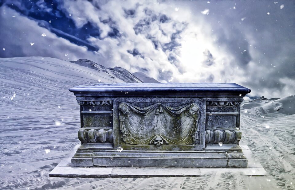 Tomb snow gothic landscape