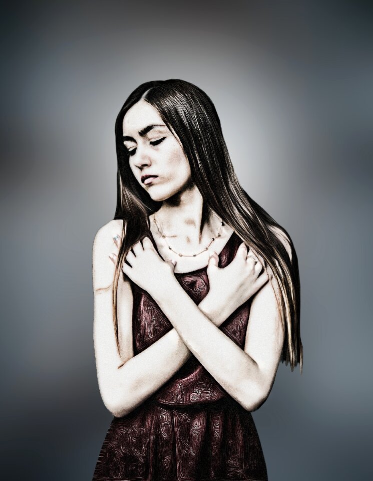 Gothic pale skin long hair