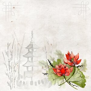 Asian flowers grey