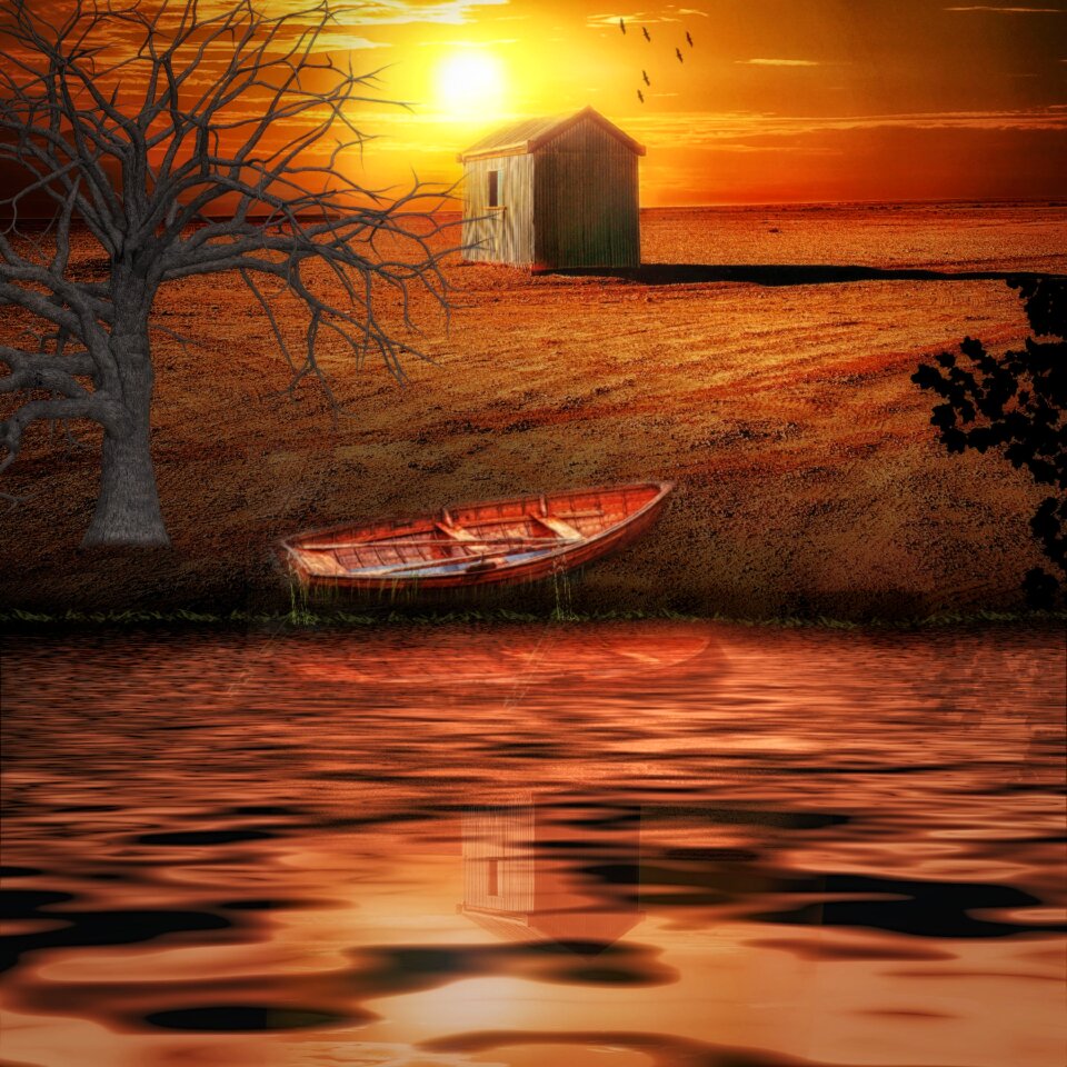 Sun lighting water