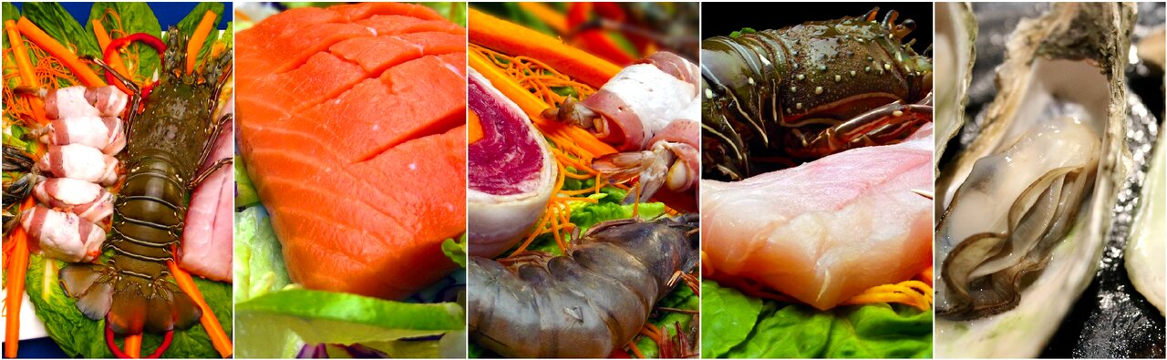 Food collage fish dinner