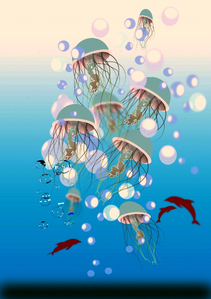 Sea animals wave nature