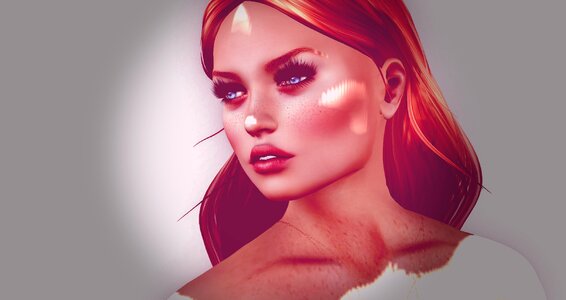 Art lips red hair
