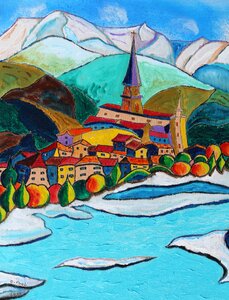Landscape naive art river