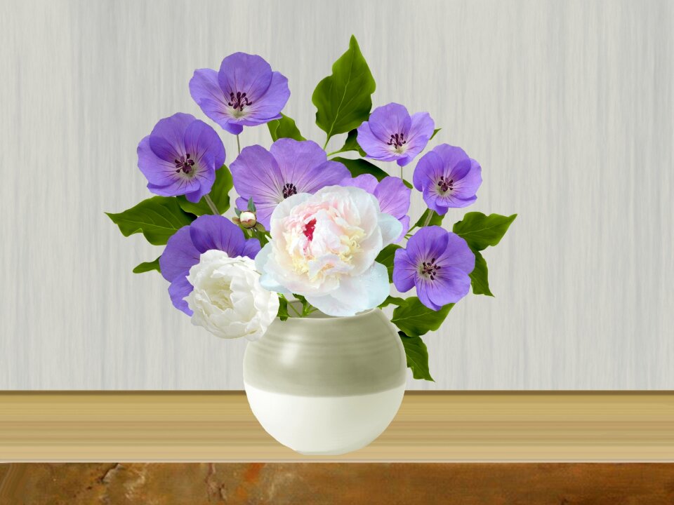 Flower pot peonies decor