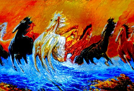 Artistic oil equine