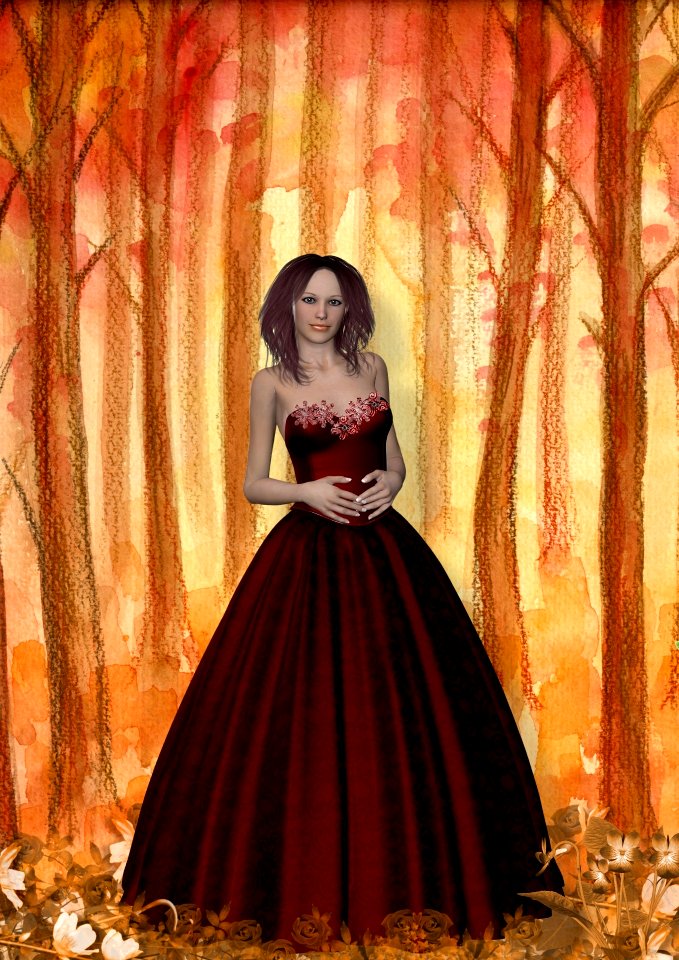Red fall trees