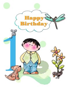 1st birthday boy Free illustrations