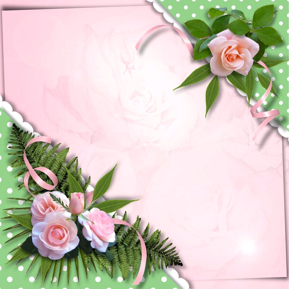 Green pink flowers