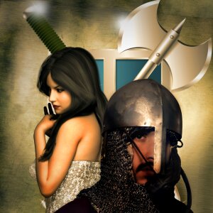 Shield sword axe