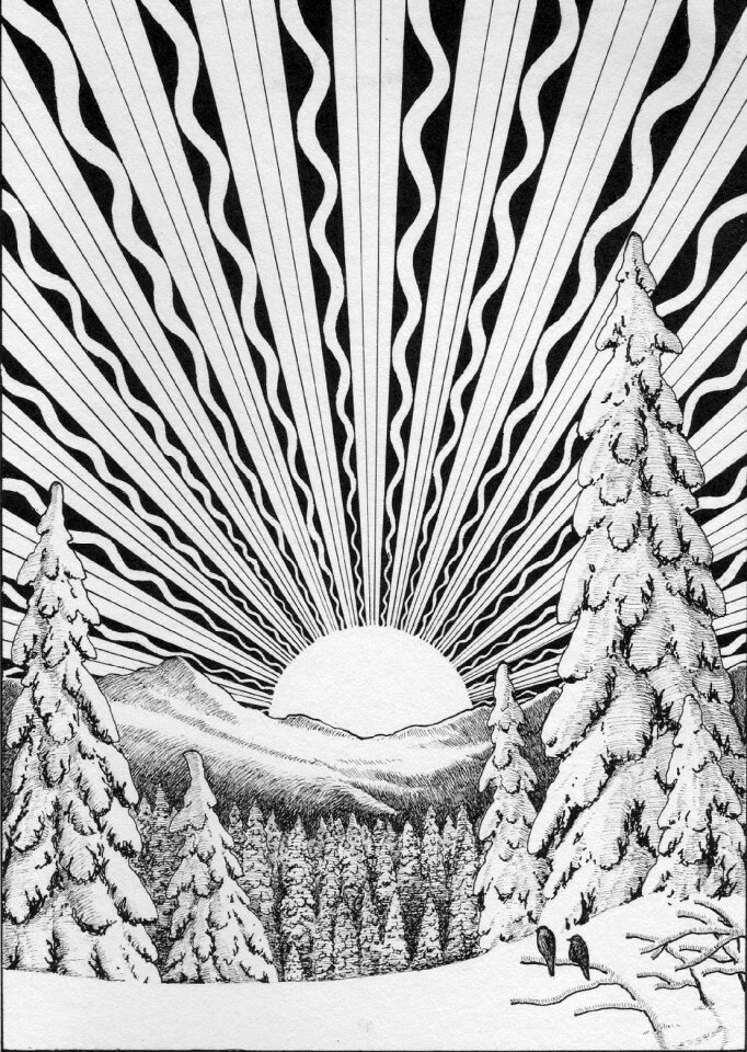 Snow landscape sun