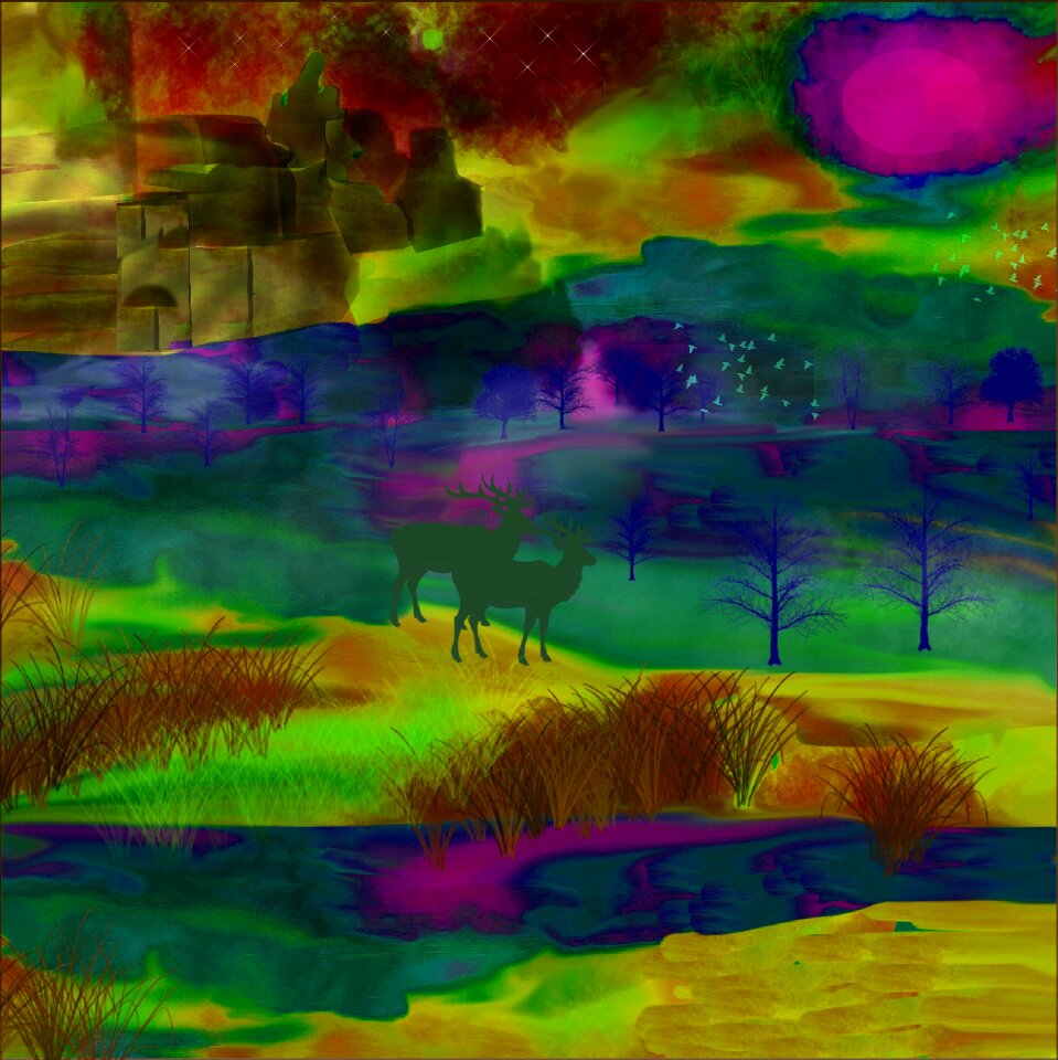 Deer night abstract