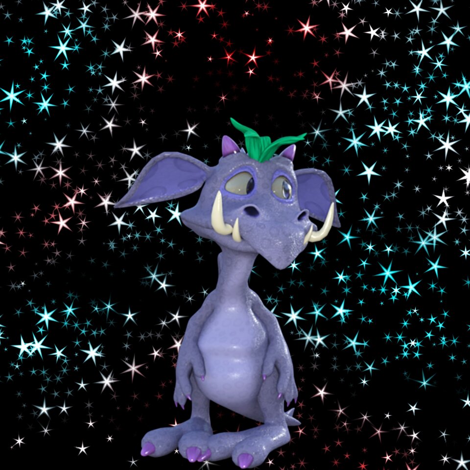 Fairytale black cartoon black dragon