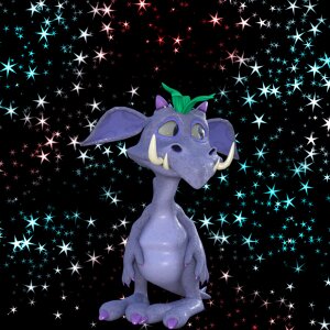 Fairytale black cartoon black dragon