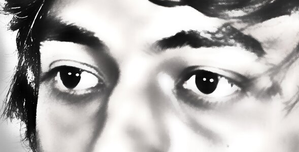 Painting black white beautiful eyes