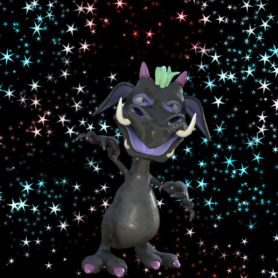 Fairytale black cartoon black dragon