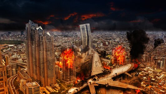 Destroyed city wrack accident