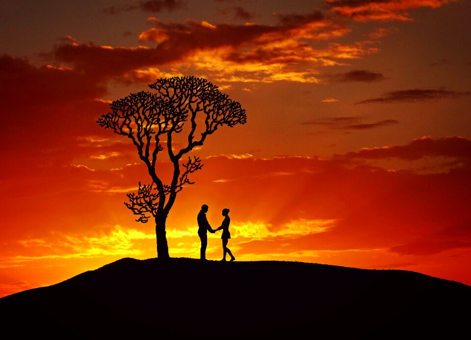Romantic human sunset