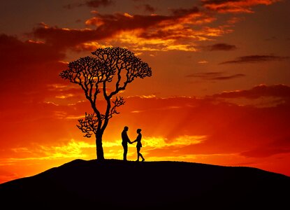 Romantic human sunset