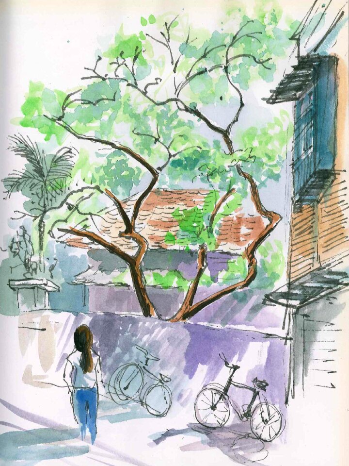 Watercolor street Free illustrations