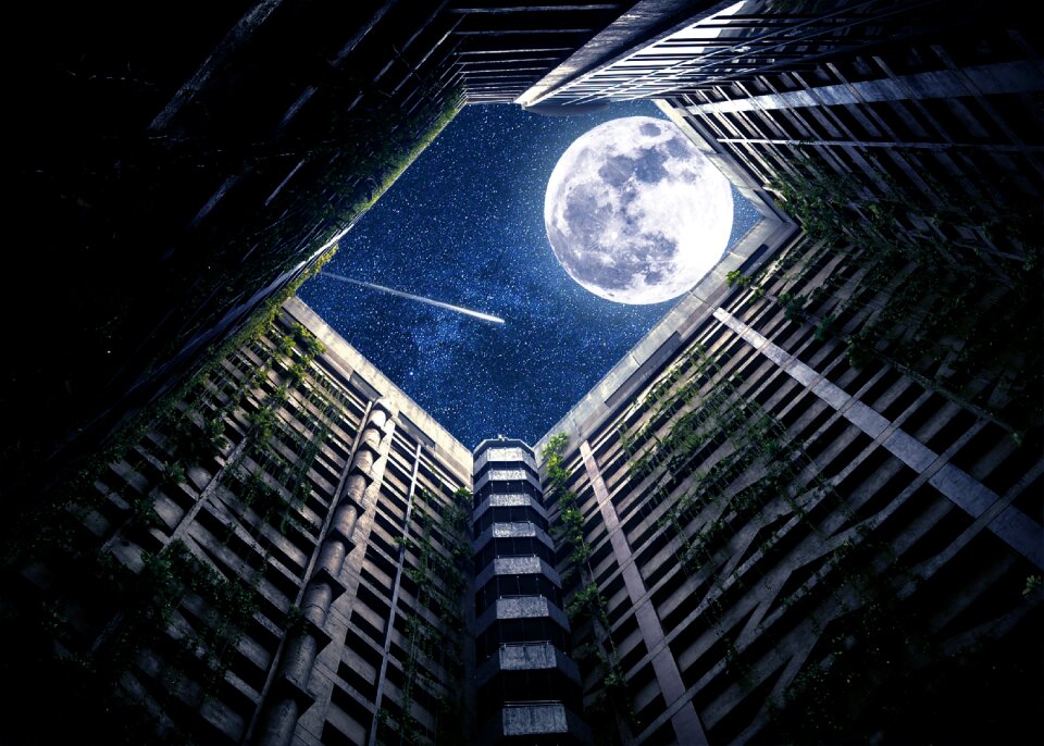 Moon shooting star sky