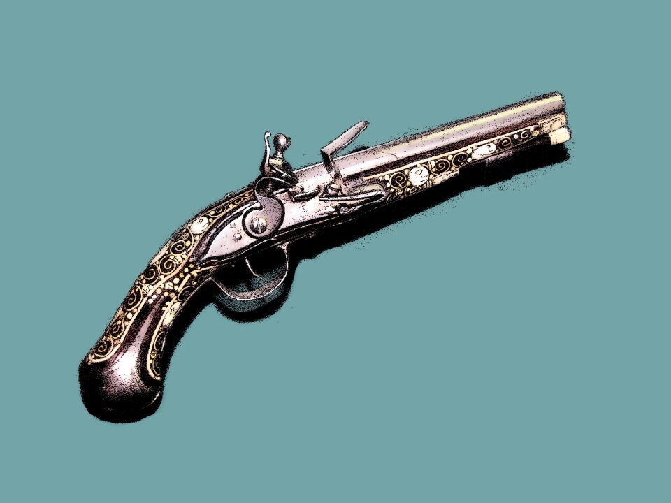 Museum piece french flint pistol illustration