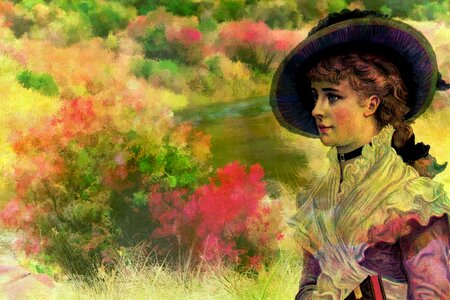 Painting beautiful garden