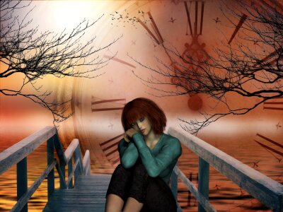 Girl sea waves