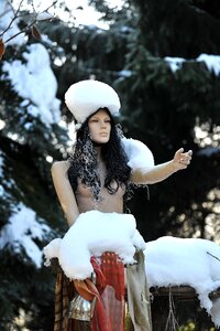 Garden deco snow snowed in
