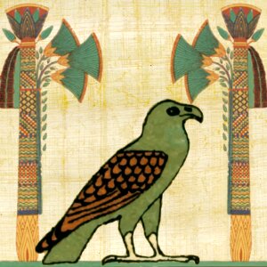 Bird hieroglyphs religious symbol
