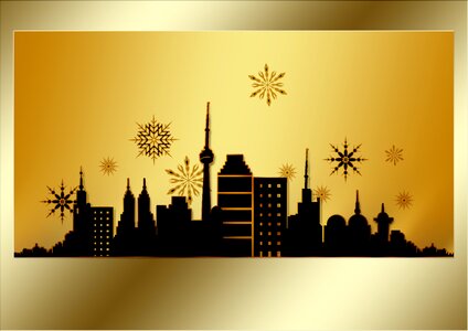 Golden skyline skyscraper