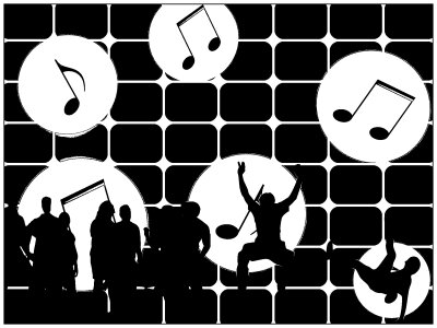 Music fun black and white