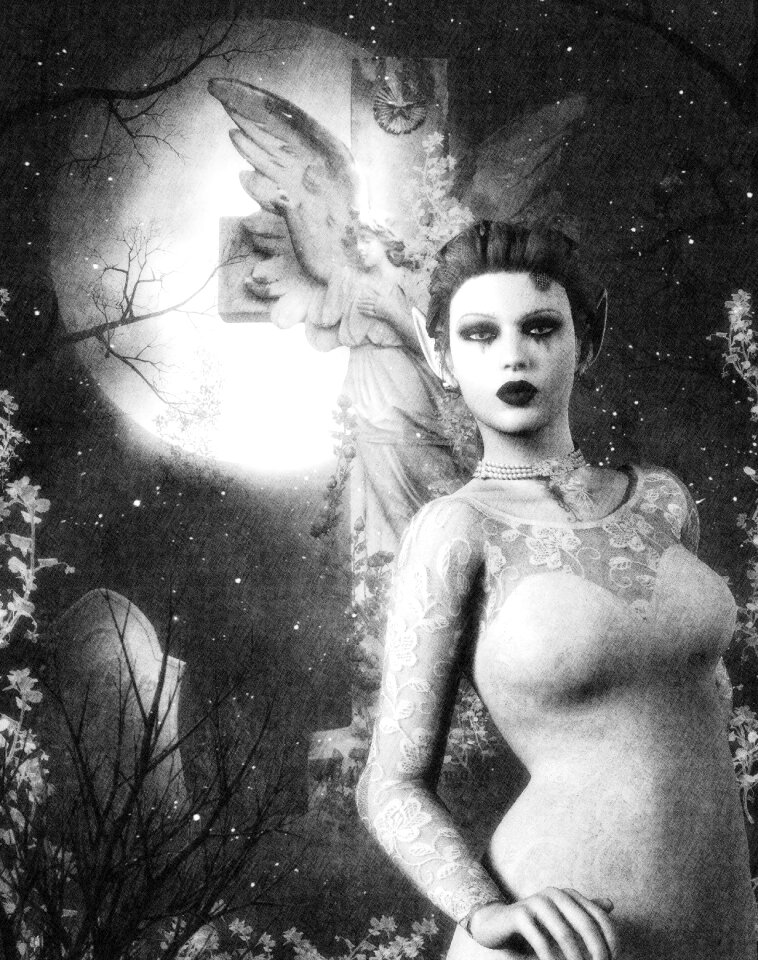 Graveyard dark black and white