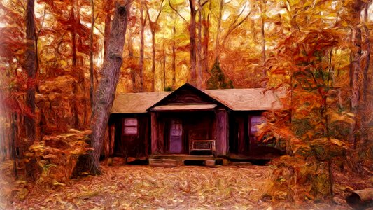 Forest hut autumn