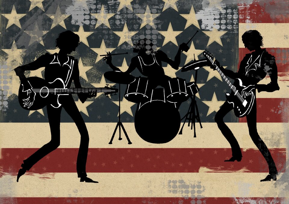 Silhouette drums flag