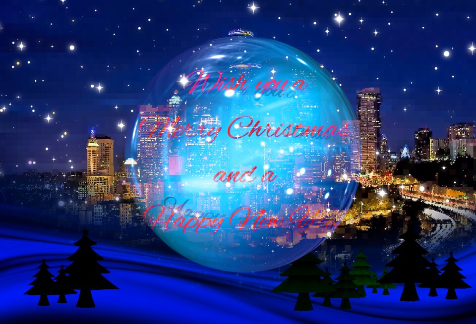 Skyscraper city ​​advent christmas eve