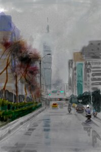 Street urban rainy