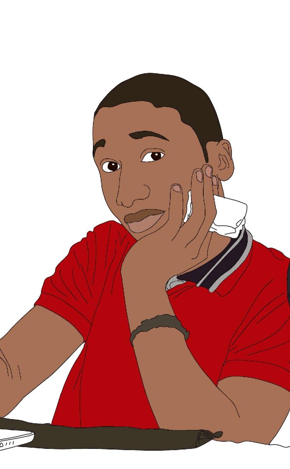 Male drawing look