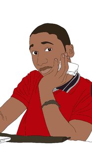Male drawing look