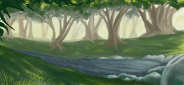 Landscape painting watercolor