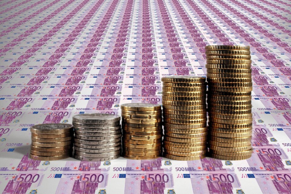 Coins currency euro sign