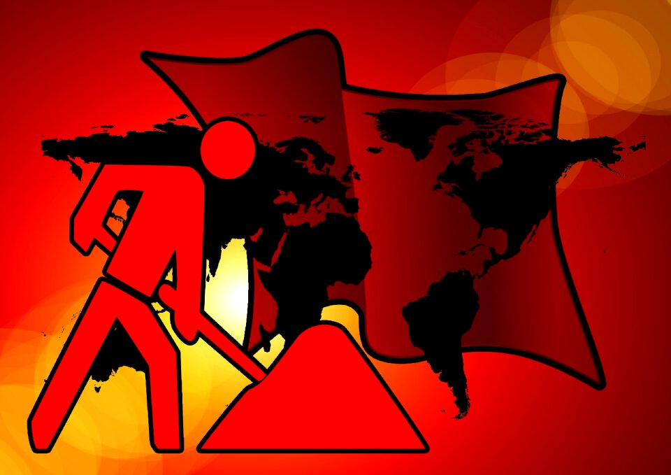 Flag workers silhouette