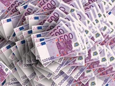 Currency euro sign dollar bill