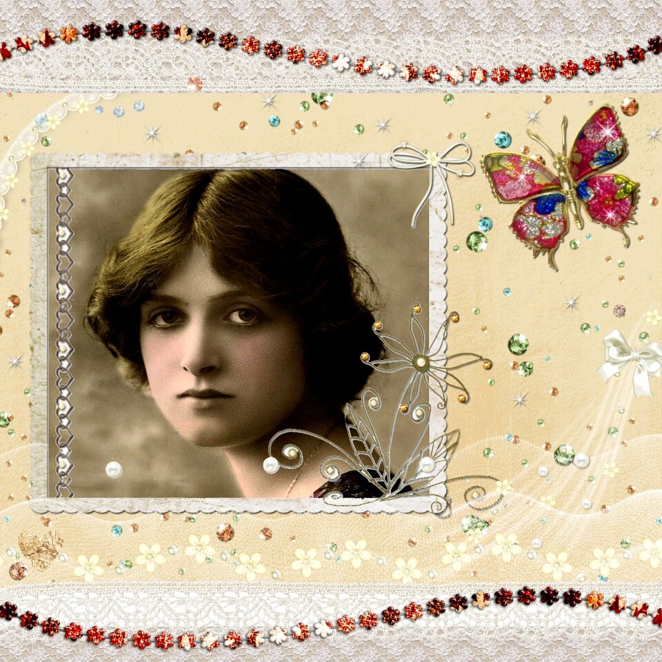 Beautiful collage vintage woman