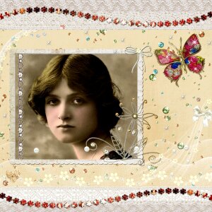 Beautiful collage vintage woman