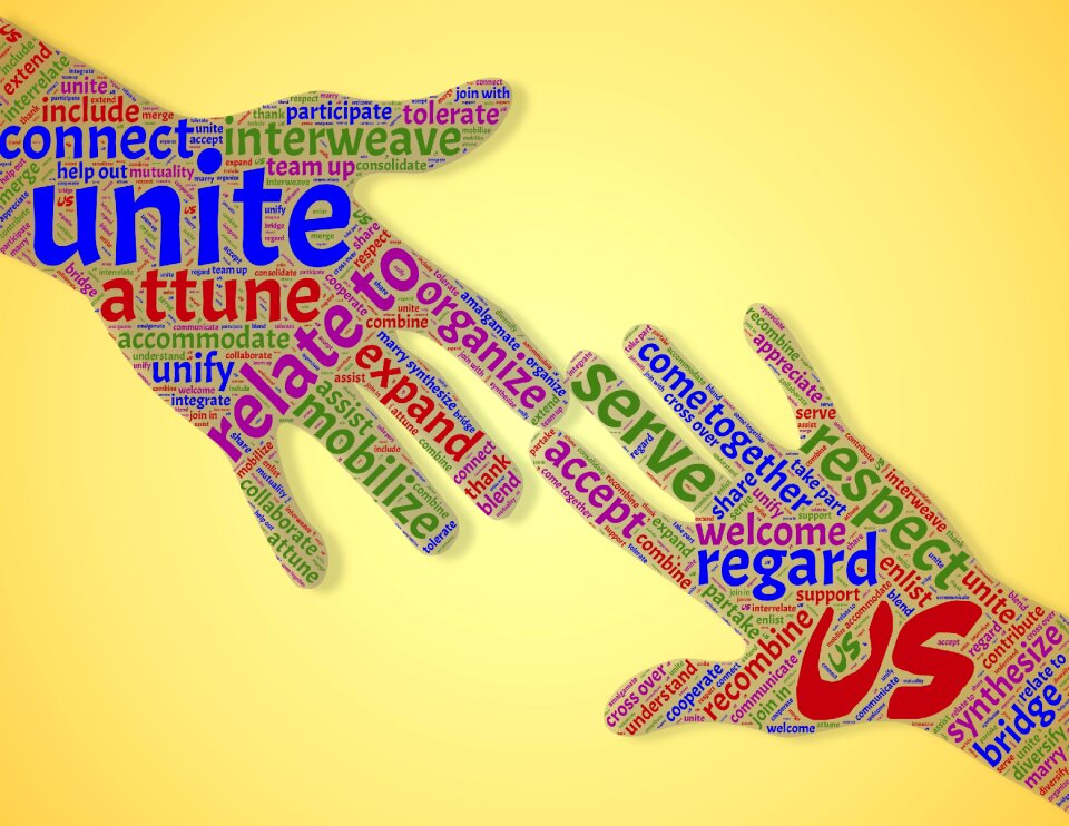 Hands reaching out assist