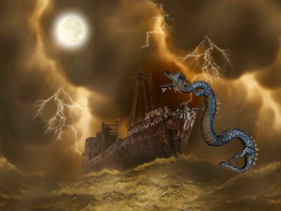 Ship storm sea storm