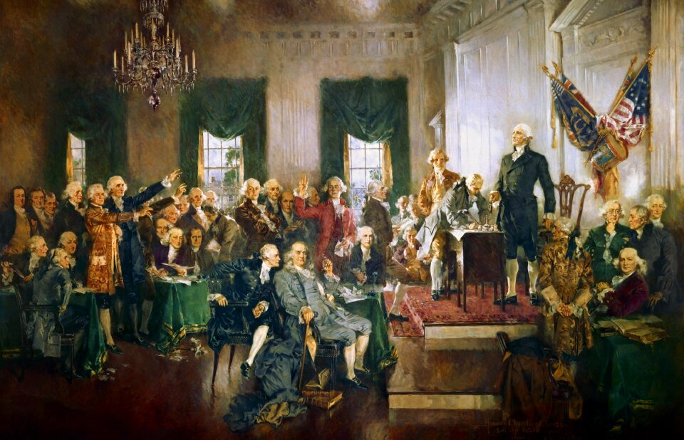 Signing contract painting