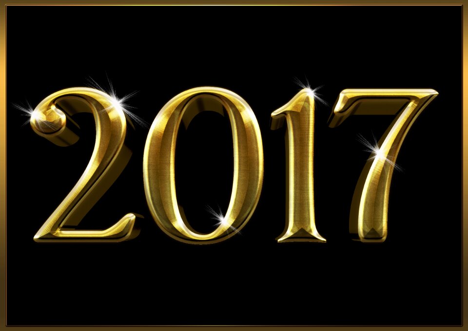 Greeting card turn of the year gold